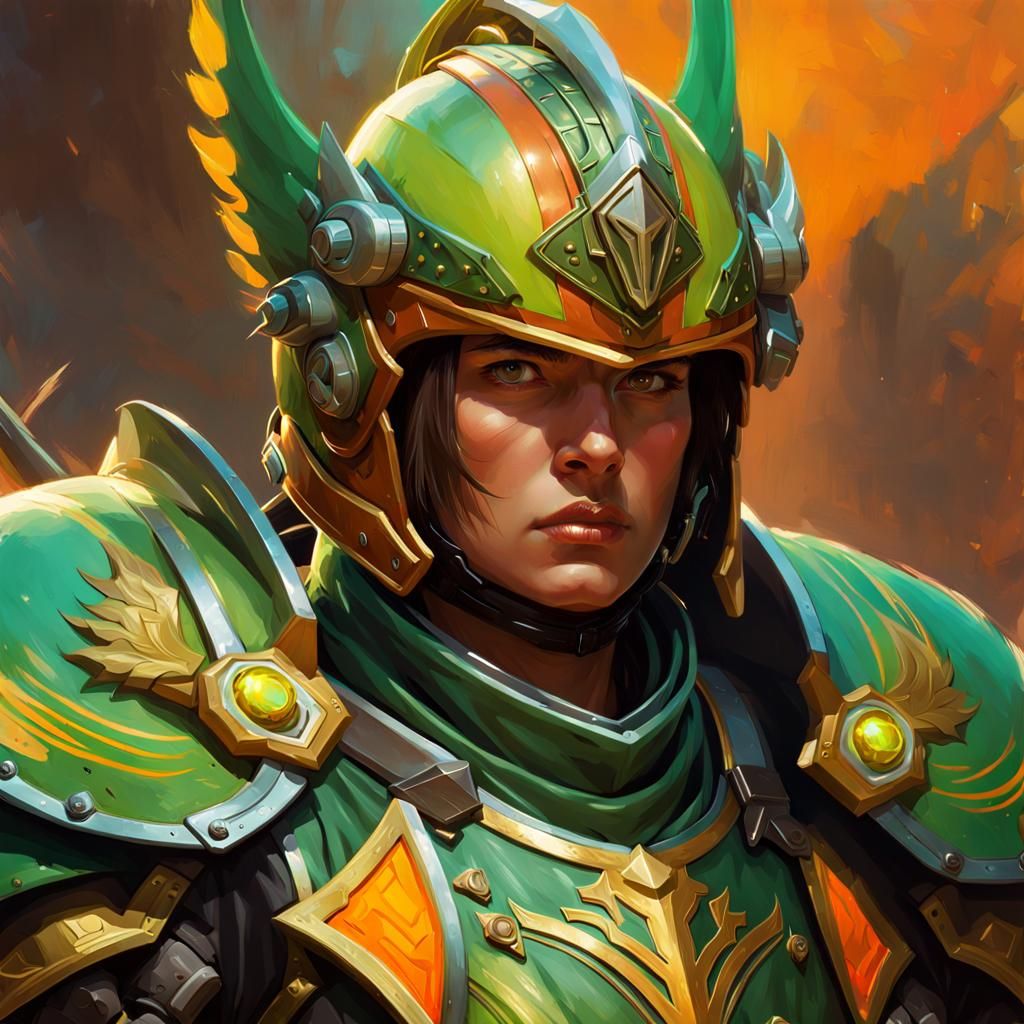 Neon Warrior in Battle Pose