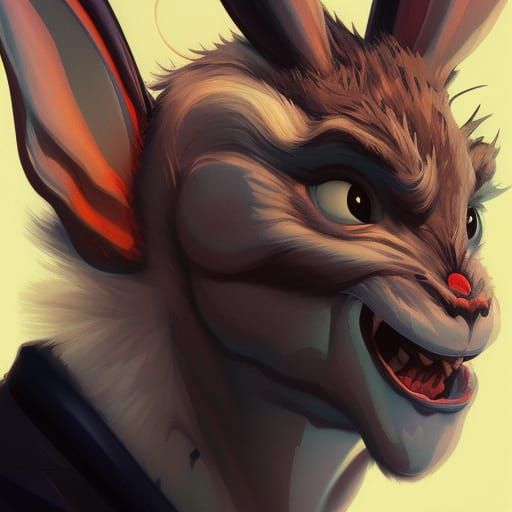 Demonic Bugs Bunny Portrait in Eldritch Style