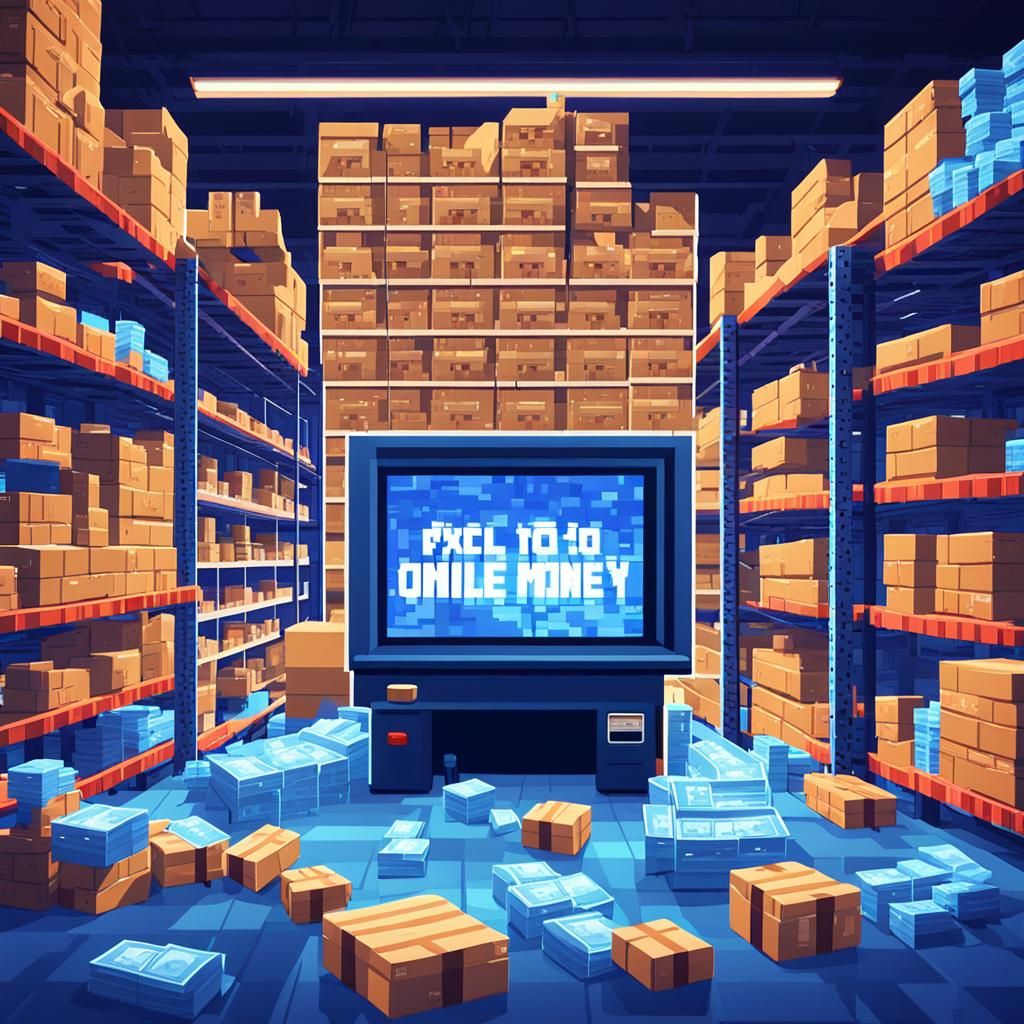 Retro Pixel Art Warehouse in 8-Bit Style