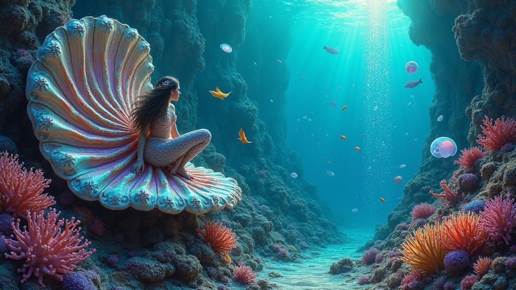 Coral Reef Mermaid Palace in Dreamlike Surrealism