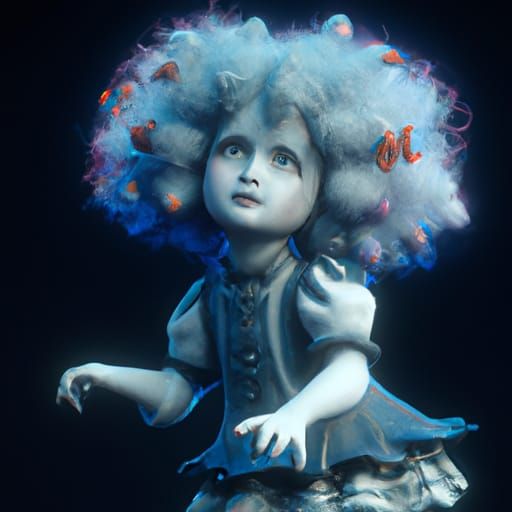 Gothic Porcelain Doll in Detailed Matte Painting