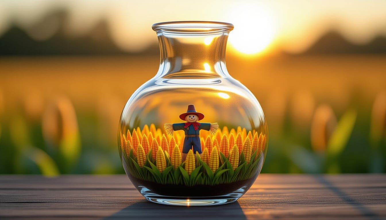 Autumn Field in Vase, Alcohol Ink Style