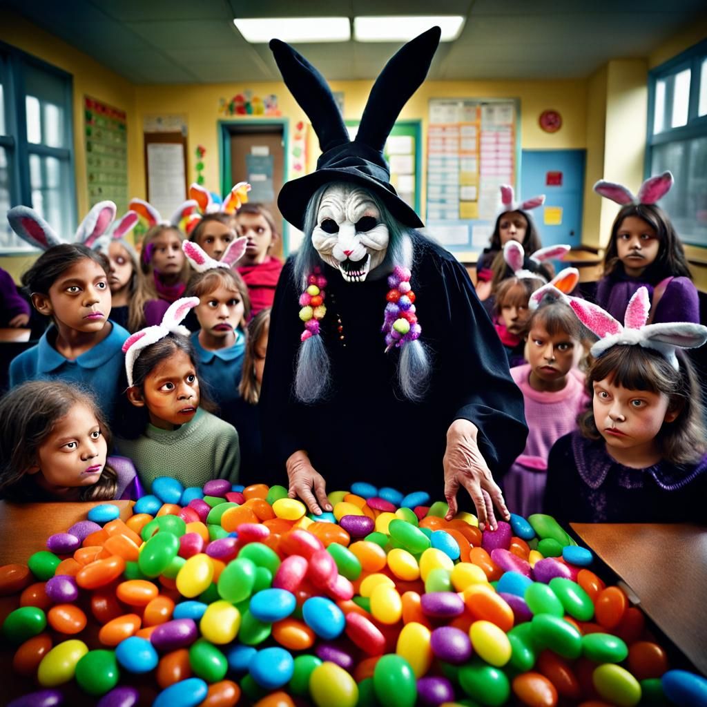 Creepy Witch Giving Candy: Surreal Photography