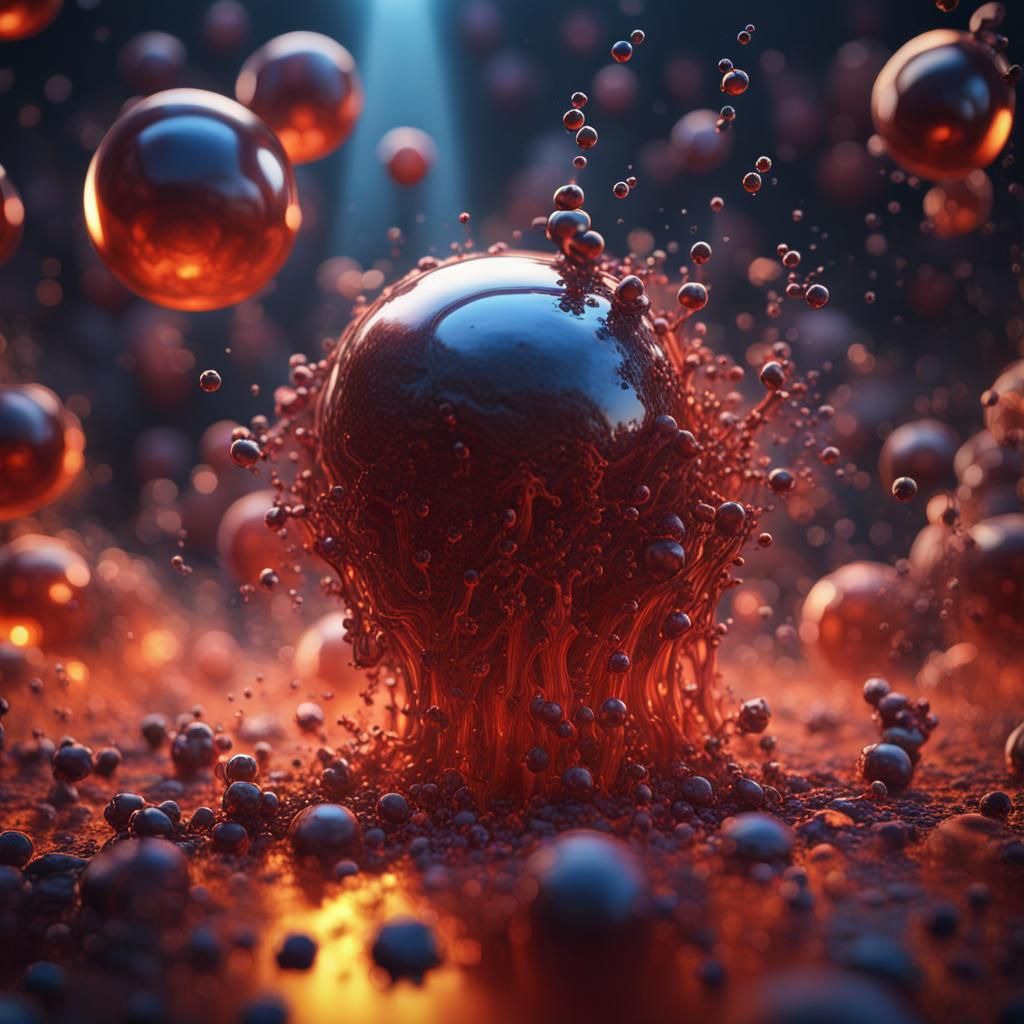 Detailed Matte Painting of Particles in Liquid