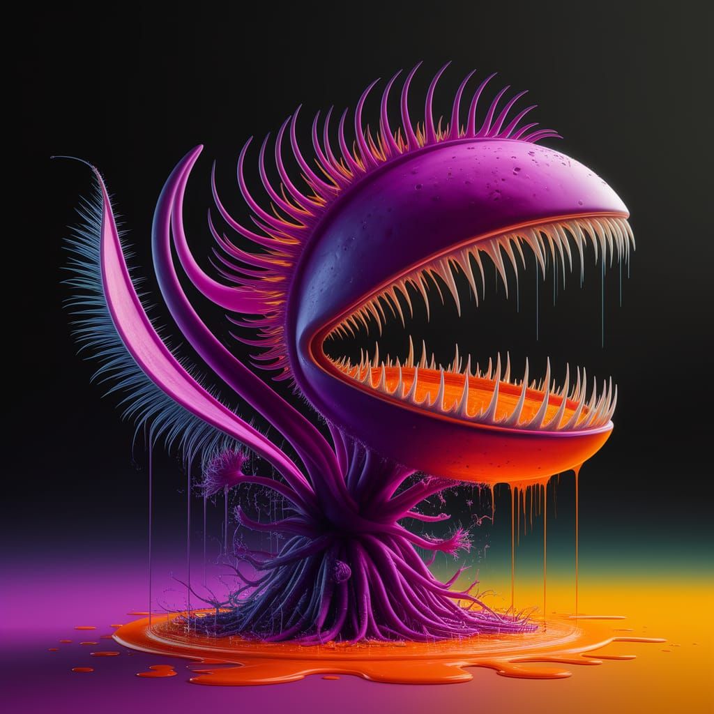 Vibrant Alien Bloom in Neon Hues