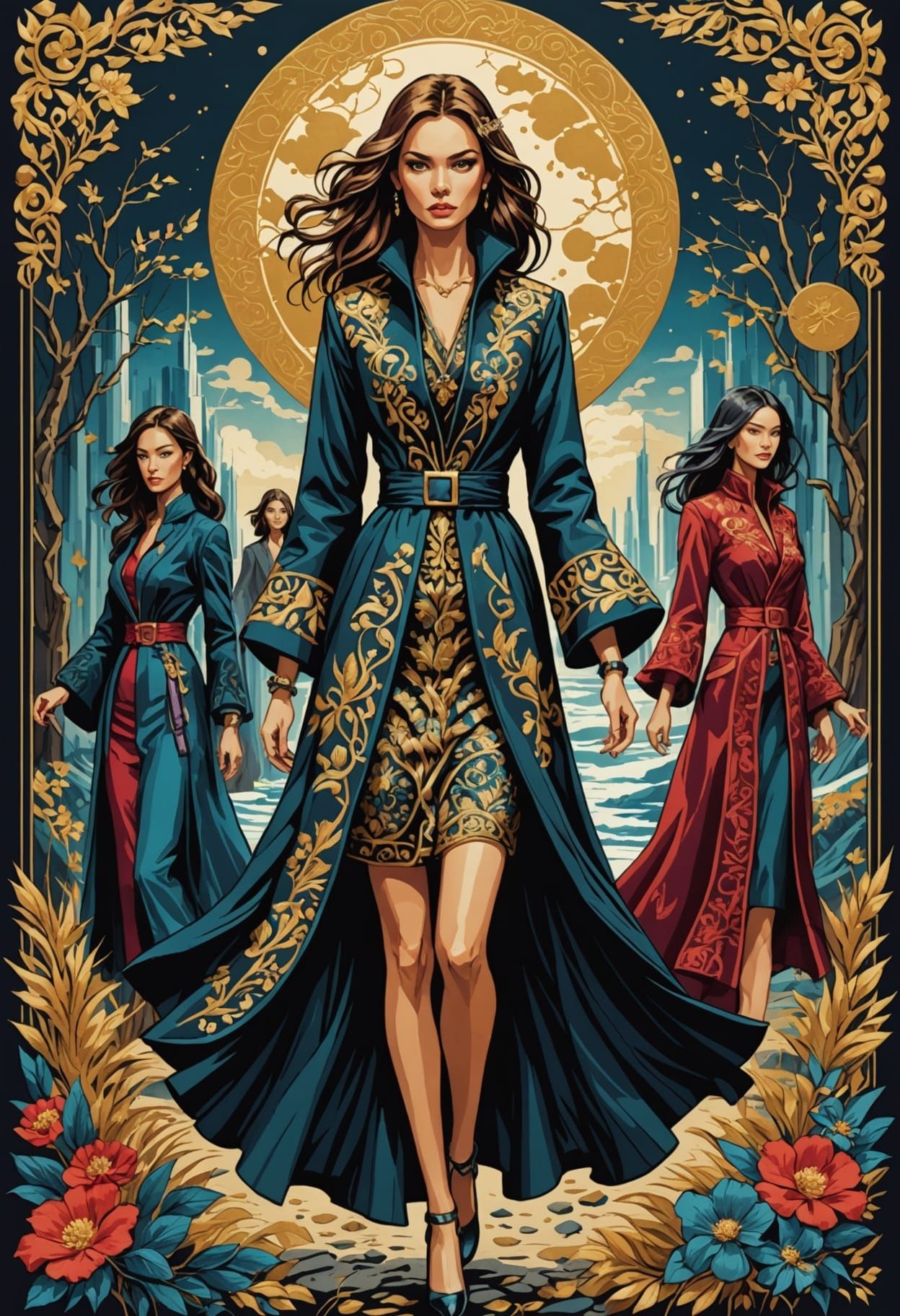 Supermodel Coatdress Runway in Jacquard Weaving Style