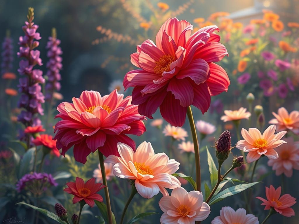 Ethereal Flower Garden in Painterly Style