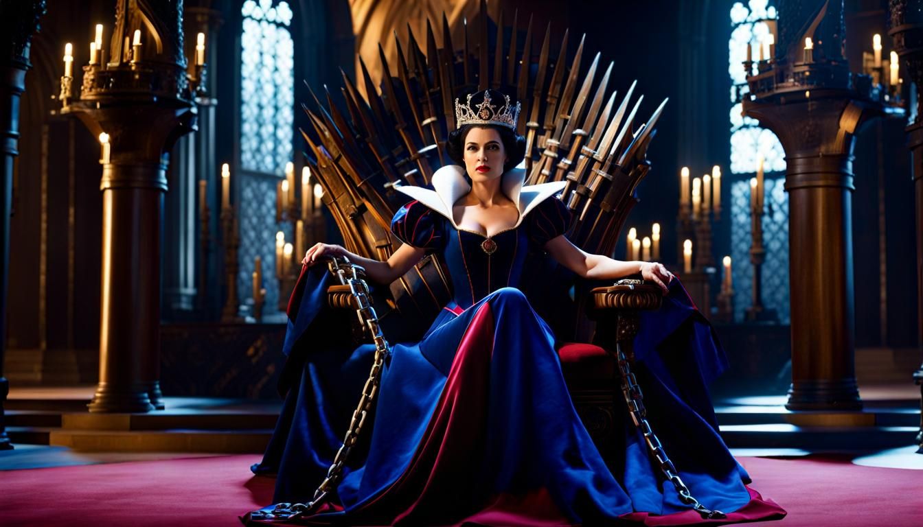 Snow White as Queen: Photorealistic Throne Room Scene