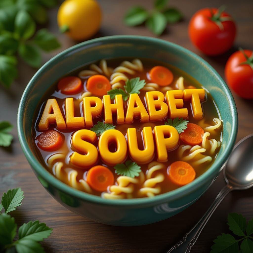 Alphabet Soup Fantasy in Detailed Matte Style
