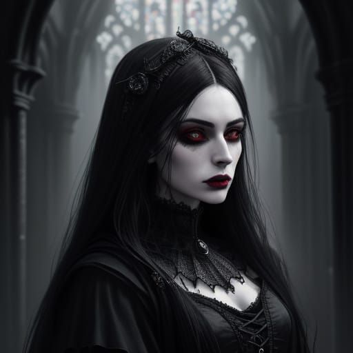 Gothic Vampire in a Haunting Cathedral