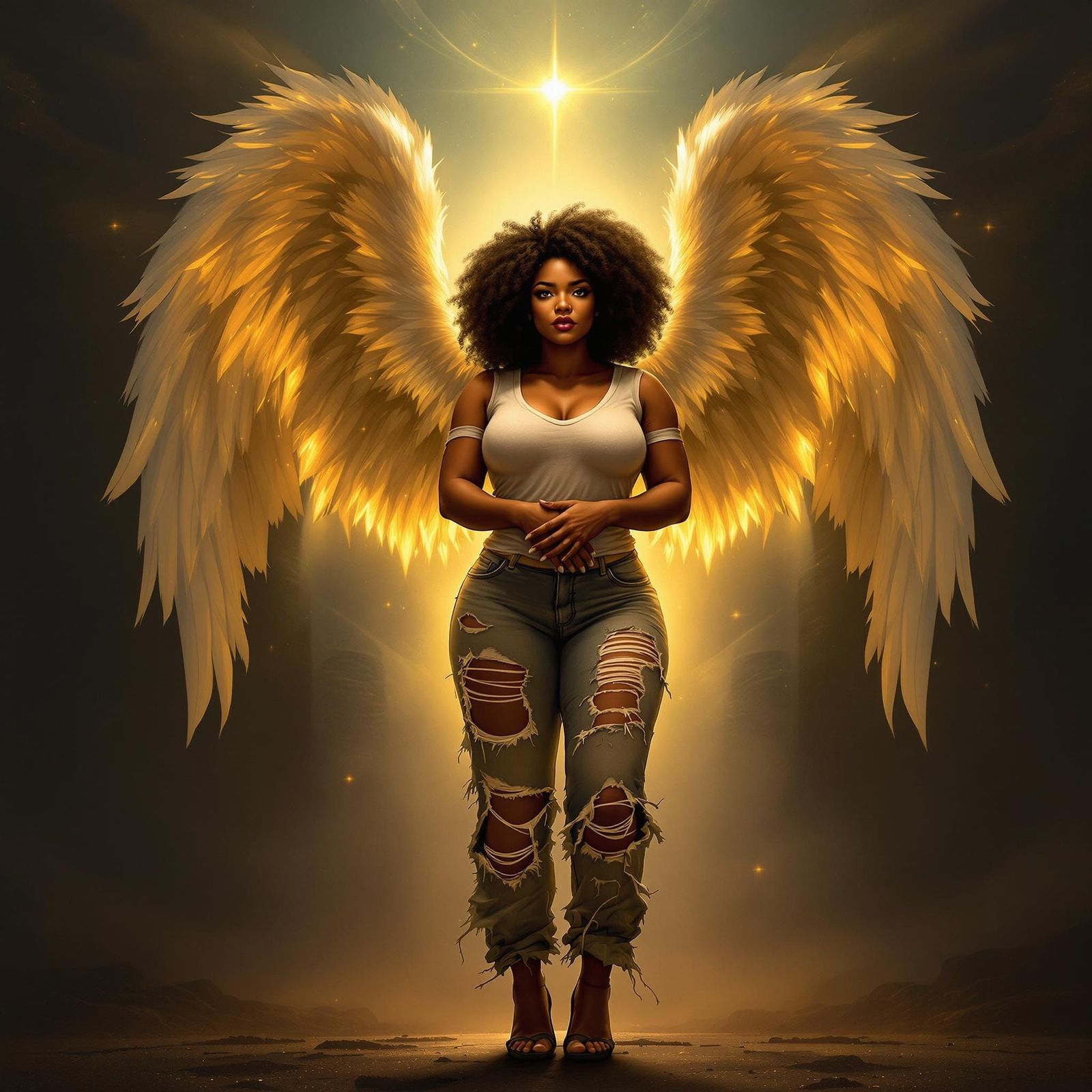 Ethereal Guardian Angel in Realistic 3D Style