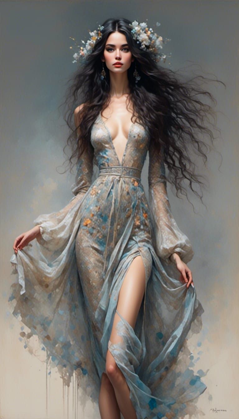 Whimsical Fae Female with Scientific Equation Hair