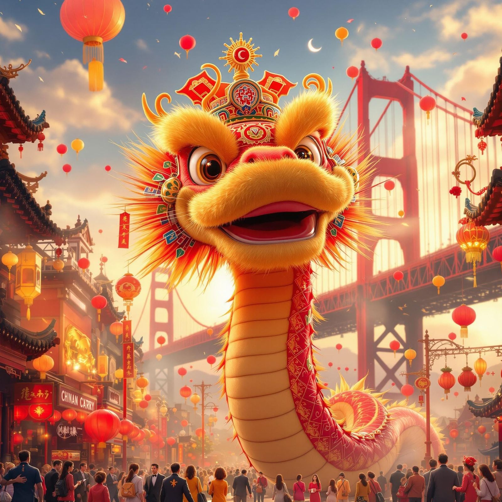 Joyful Chinese New Year Snake in San Francisco Chinatown