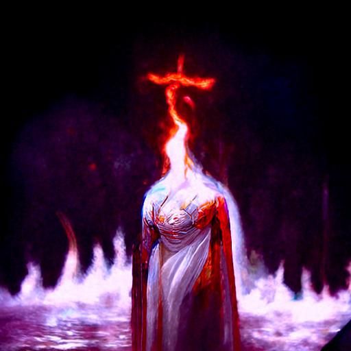 Sinister Woman Emerges from Lake of Fire