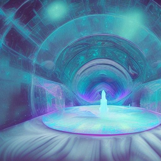 Holographic Ice Palace: Cosmic Astral Illustration