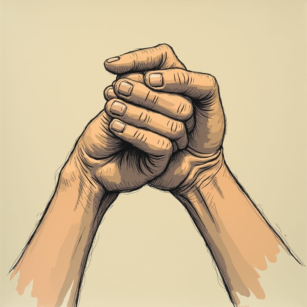 Clapping Hands Expressive Art Illustration