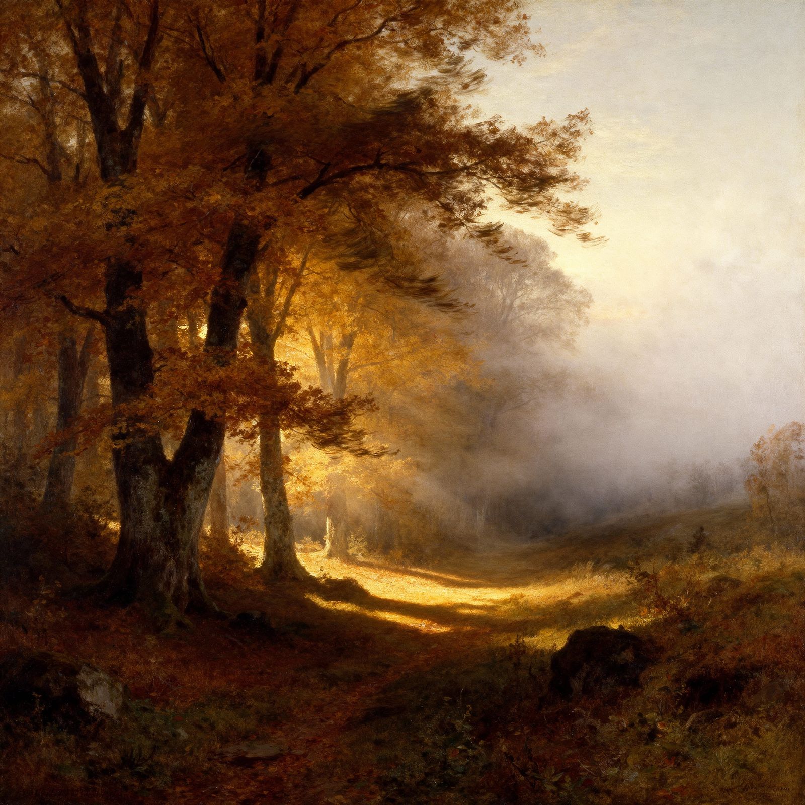 Autumn Forest in 19th Century Romantic Oil Painting Style