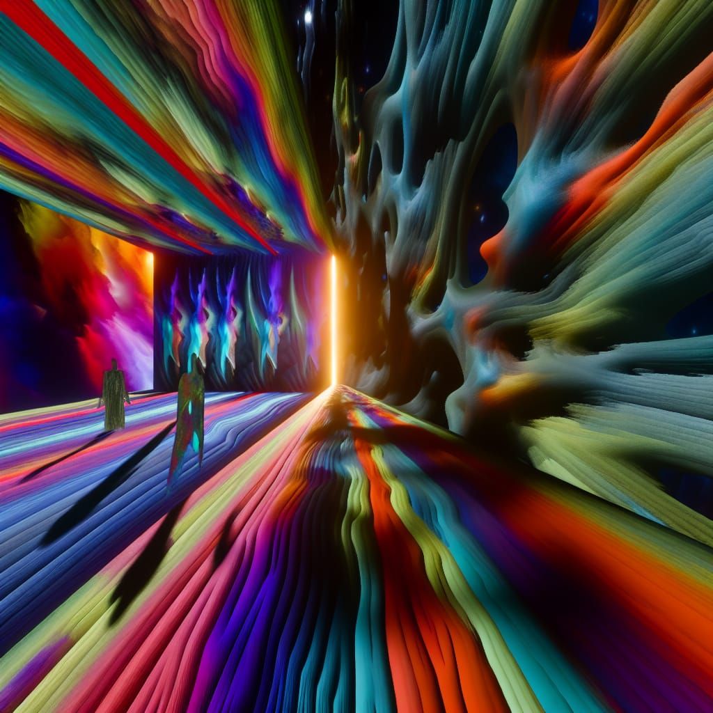 Surreal Explosion in Elastic Reality: A Colorful Passageway