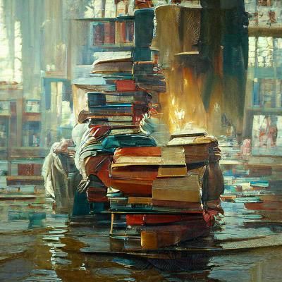 Books in Oil Painting Style of James Gurney