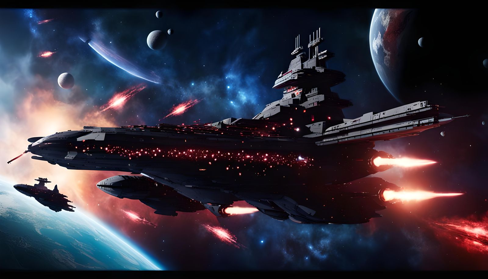 Space Battleship Stella Crepitus in Action