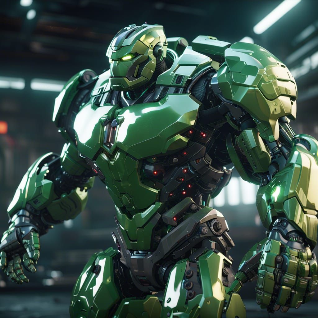 Hulk as Intricate Mecha in Sci-Fi Setting