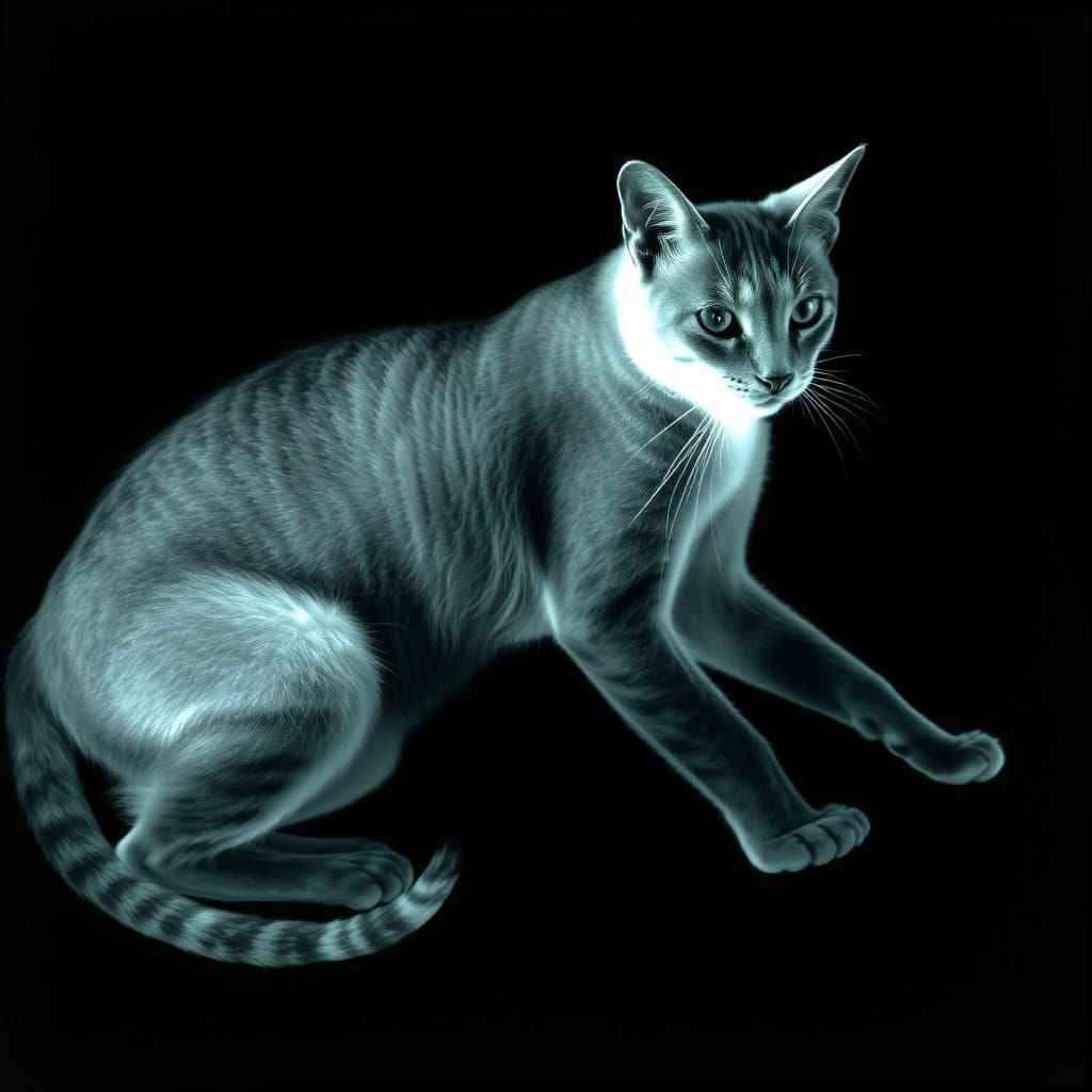 X-Ray Cat Vector in Marey Chronophotography Style