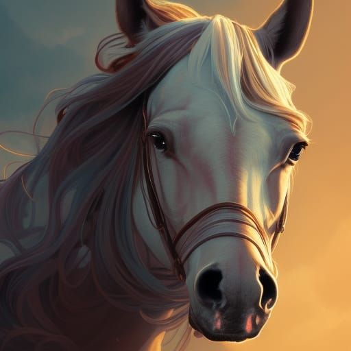 Enchanted Horse Portrait in Hyperdetailed Style
