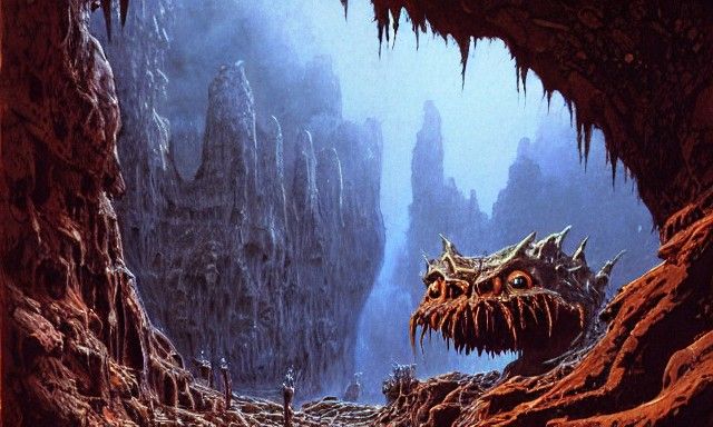 Goblin Cave Grim Fantasy Landscape Concept Art