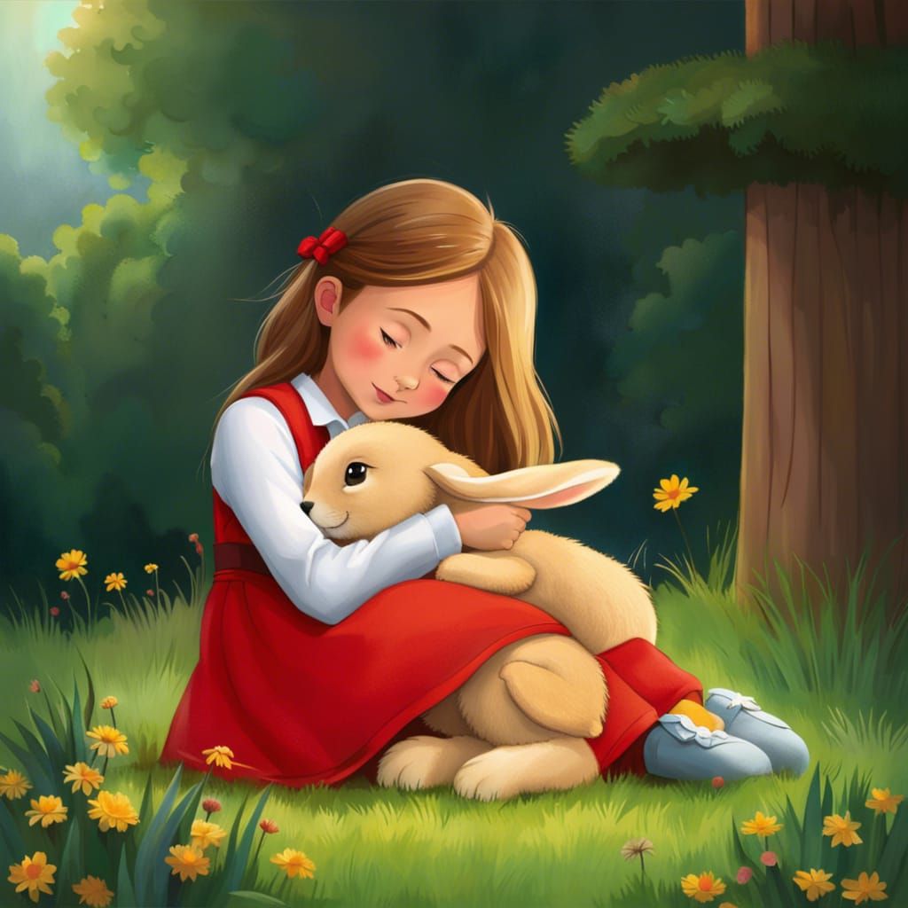 Girl and Bunny Reunited After Long Absence