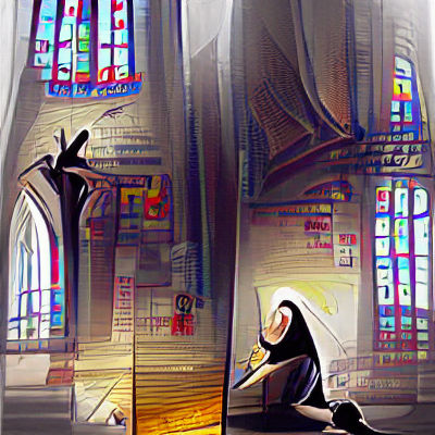 Praying Nun in Simple Composition