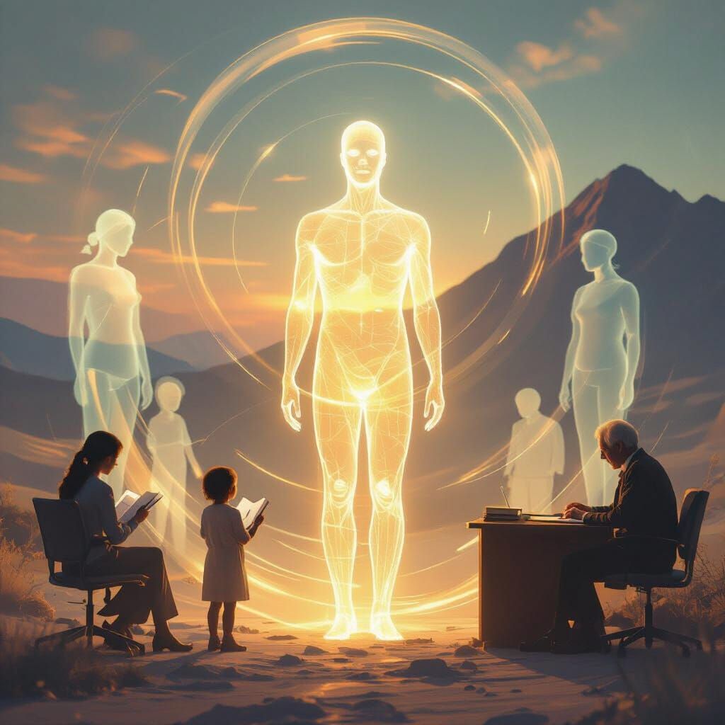 Luminous Silhouette: The Constant Self in Surreal Dreamscape