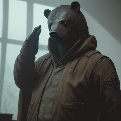 Dramatic Film Still of Ursine SCP Entity