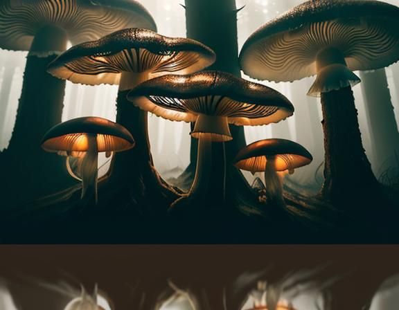 Mystical Forest: Jellyfish and Toadstools in Digital Art