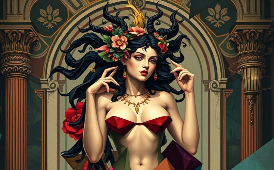 Cubist Proserpine Descends into Neo-Cubist Geometric Abstrac...