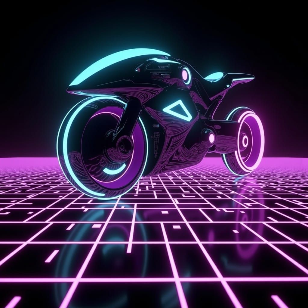 Retro Tron Lightcycle Enters the Grid in 80s Style