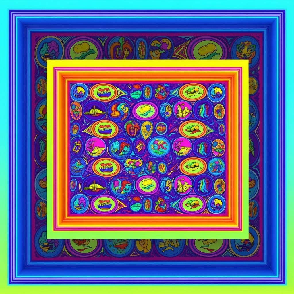 Vibrant Pop Art Miniature Elements in Bold Frames