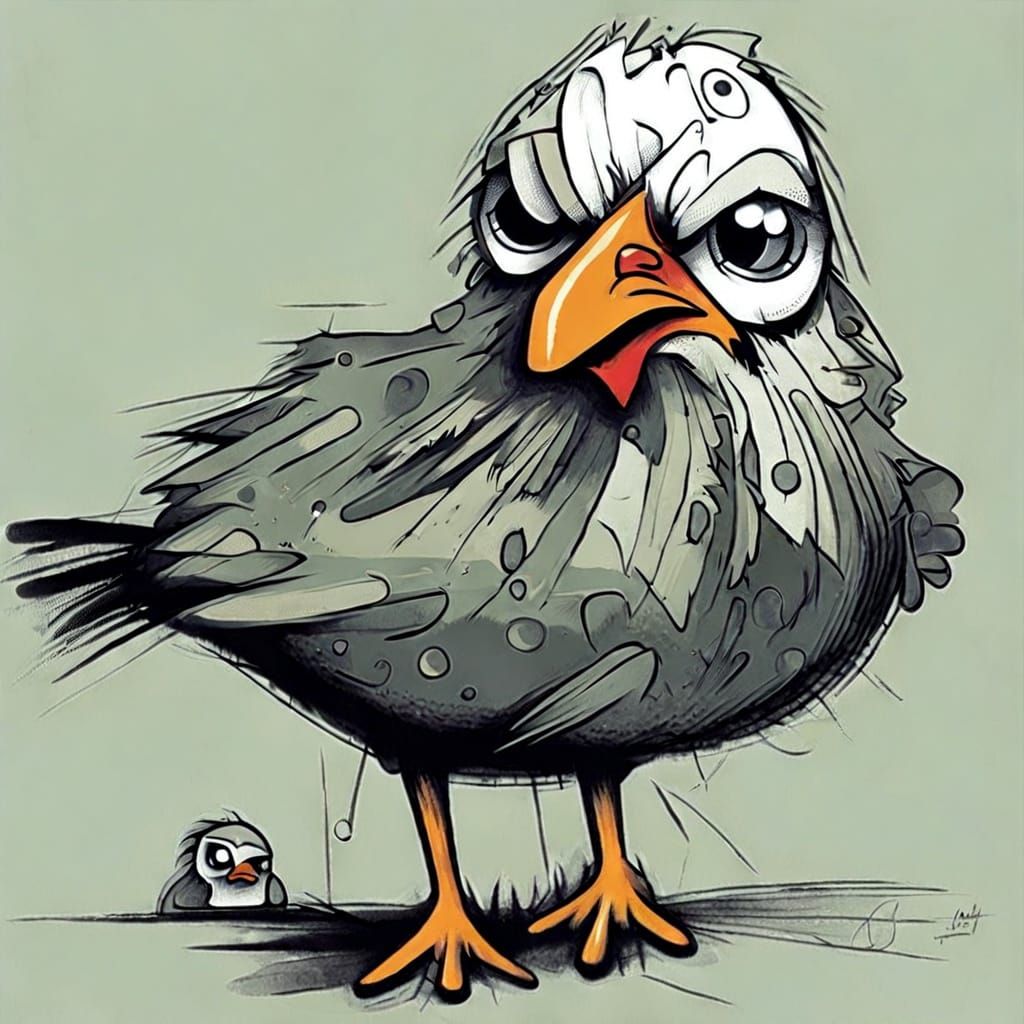 Grumpy Chick Animal in Underground Art Style