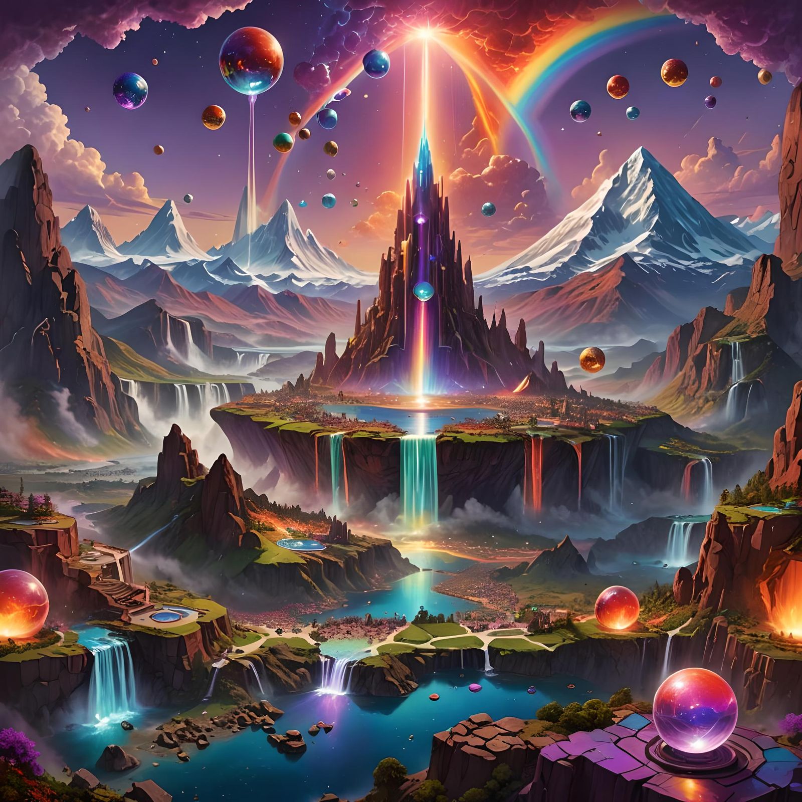 Futuristic City View Through Hexagon Portal