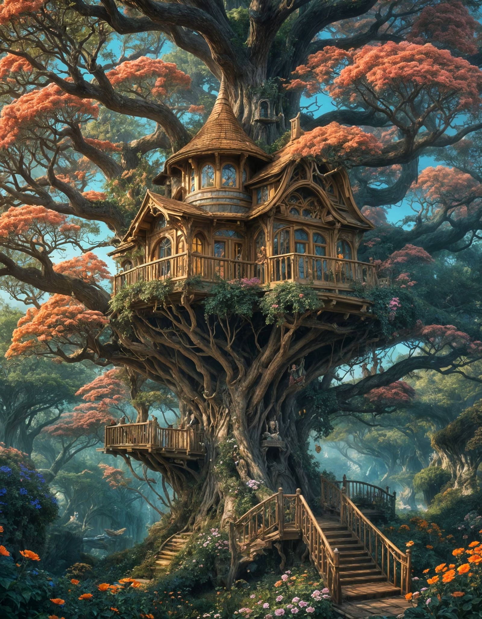 Elegant Elf Treehouse in a Fantastical Style