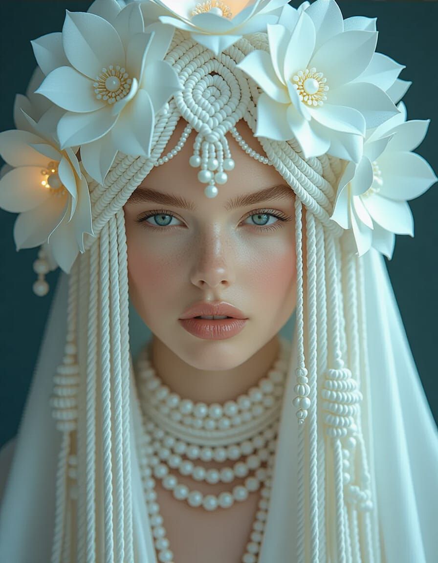 Serene Face with Cascading Silk Waterfall