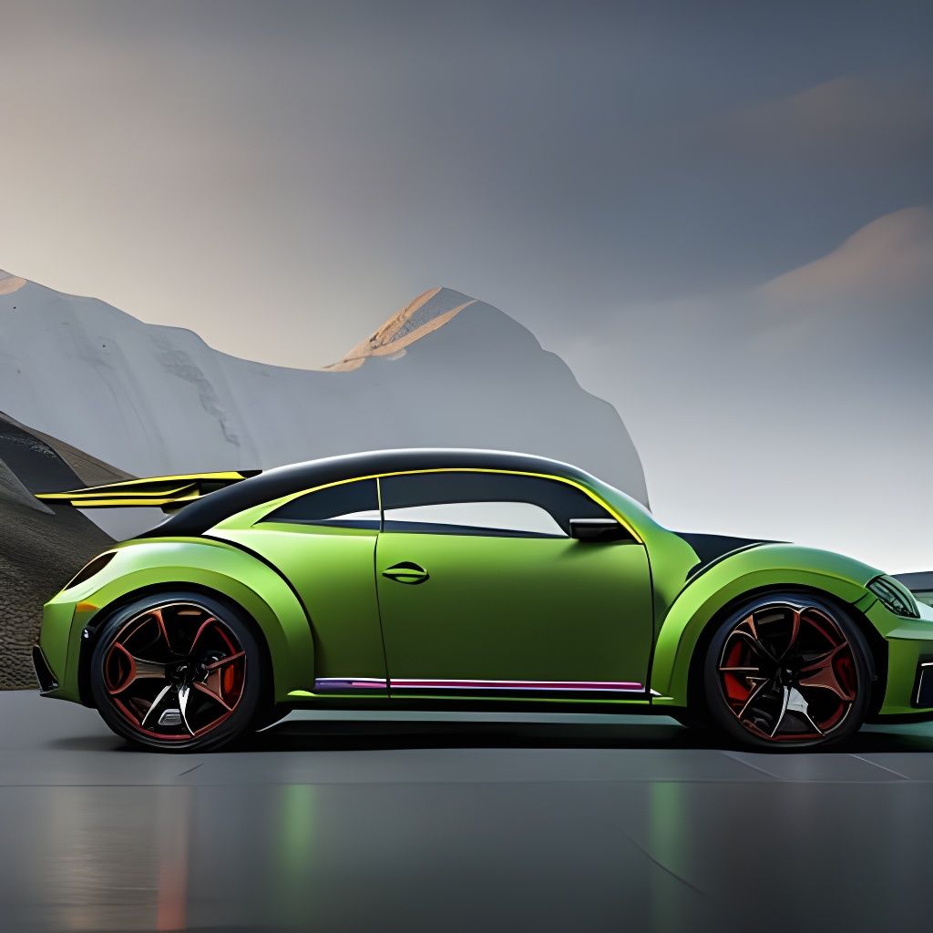 Lamborghini VW Beetle Design: Detailed Matte Painting
