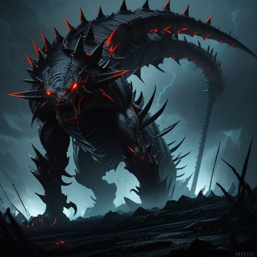 Cybernetic Serpent in Apocalyptic Ruins