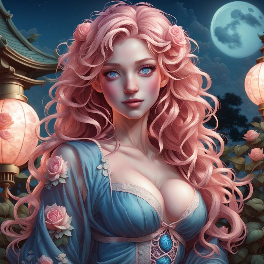 Valenya - Japanese rose garden by night