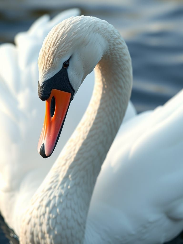 Hyperrealistic Swan Portrait in Elegant White