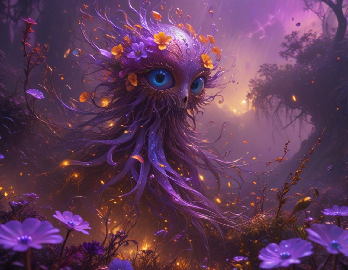 Surreal Sentient Flora in Dreamlike Landscape