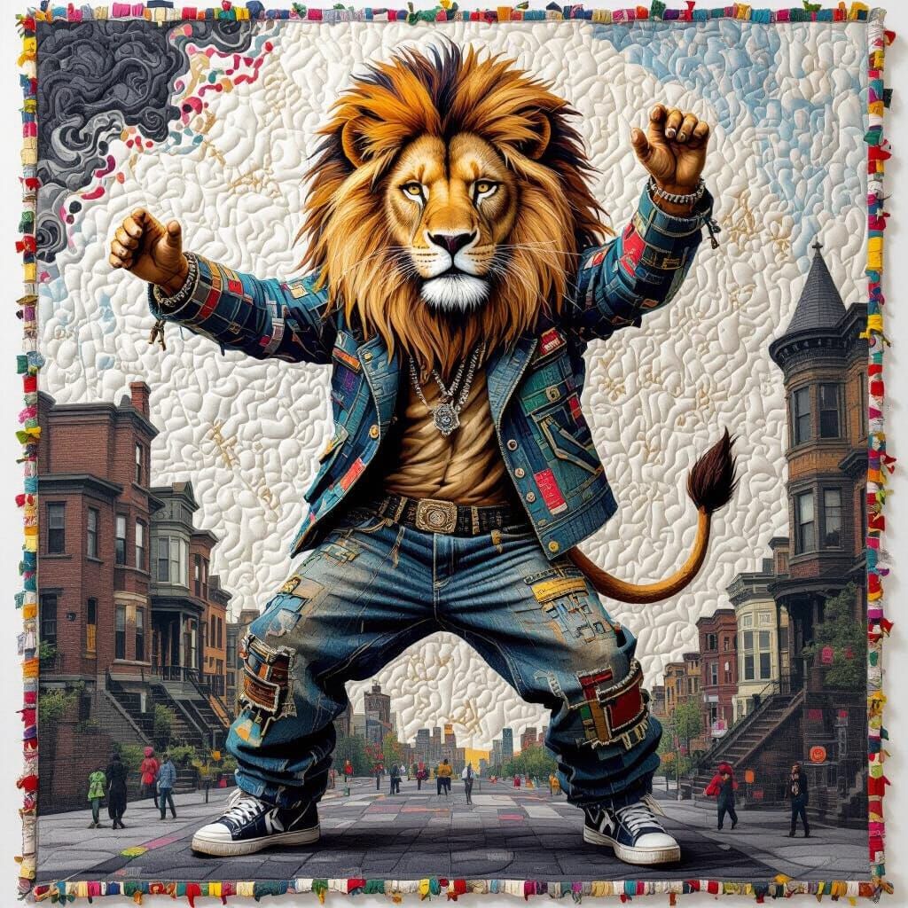 Lion Hiphop Dancer Emerges From 3D Quilt