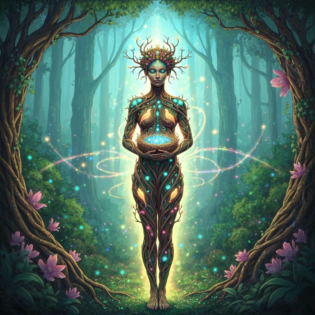 Bioluminescent Goddess in Dreamlike Concept Art Style