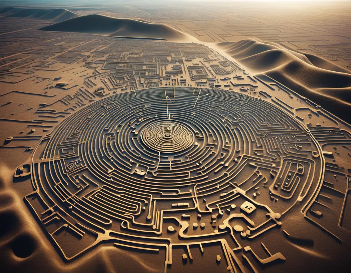 Nazca Lines Evolve Into Circuit Board: Hyperrealistic Art