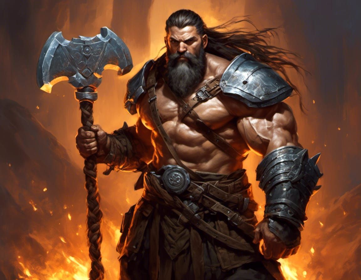 Concentrated Dwarven Blacksmith Forging a Legendary Object