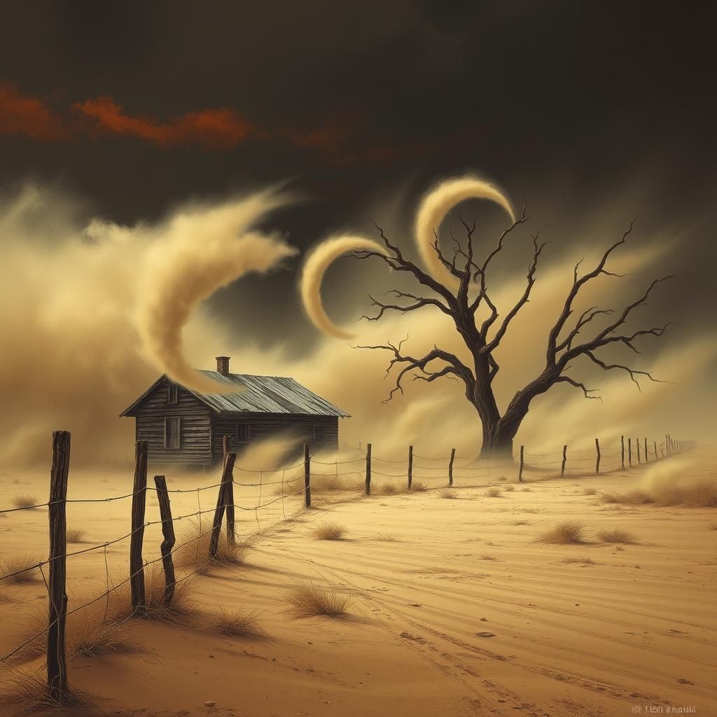 Dust Bowl Sandstorm in Wyeth Realism Style